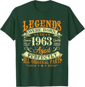 62th Birthday Vintage Legends Born In 1963 62 Years Old T-Shirt - T-Shirt | Forest
