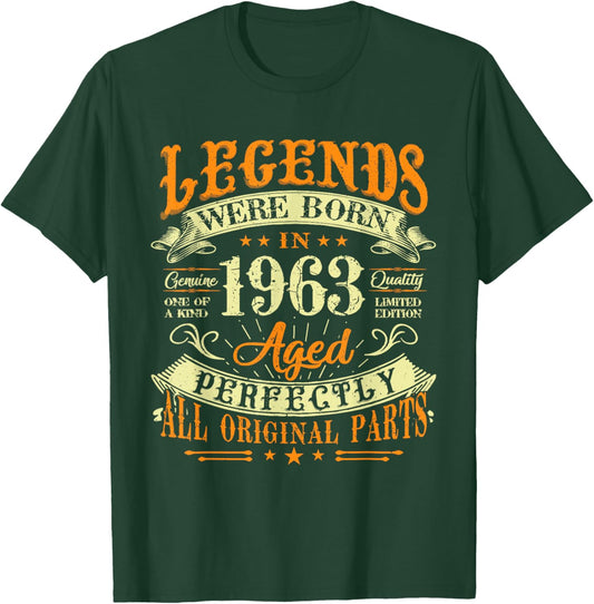 62th Birthday Vintage Legends Born In 1963 62 Years Old T-Shirt - T-Shirt | Forest