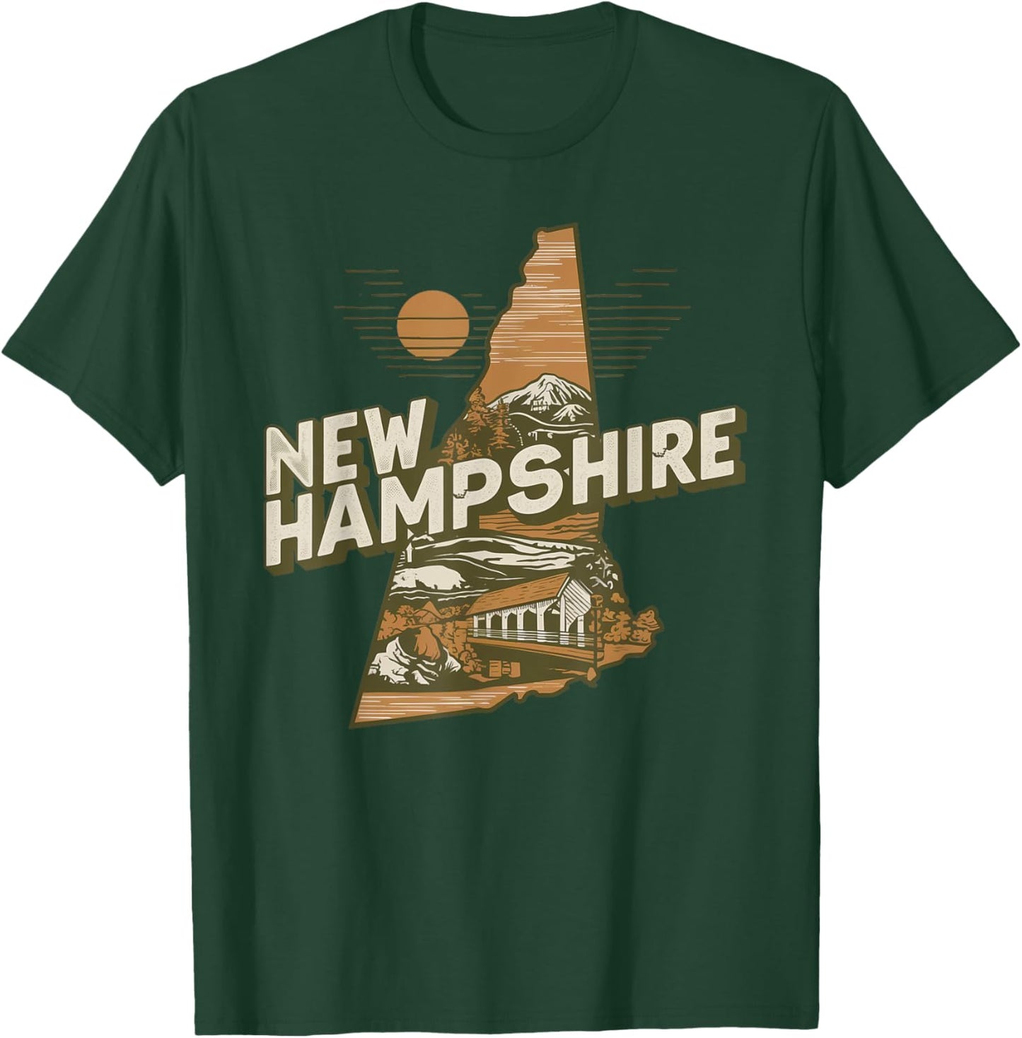 New Hampshire Souvenirs , Women & Kids New Hampshire Retro State - Black, Small T-Shirt - T-Shirt | Forest