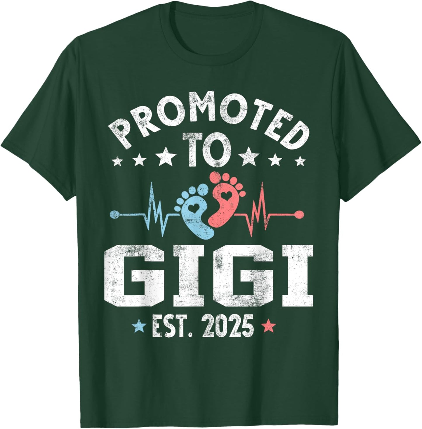 Vintage Promoted To Gigi EST. 2025 T-Shirt - T-Shirt | Forest