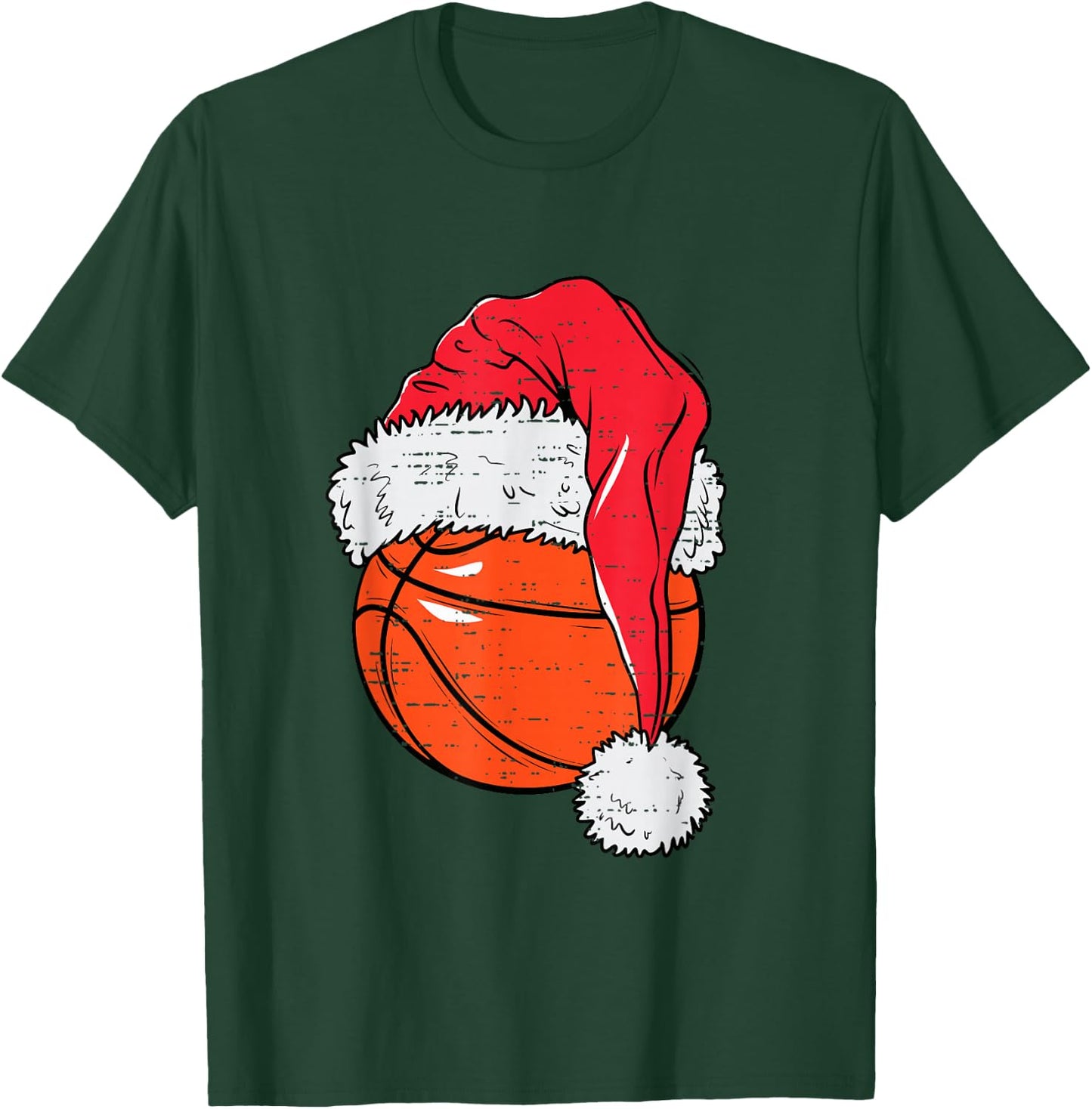 Funny Basketball Ball Santa Hat Christmas Xmas Men Boys Kids T-Shirt - T-Shirt | Forest