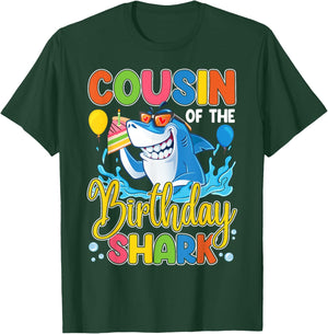 Funny Cousin Of The Shark Birthday Animal Lover Boys Girls T-Shirt - T-Shirt | Forest