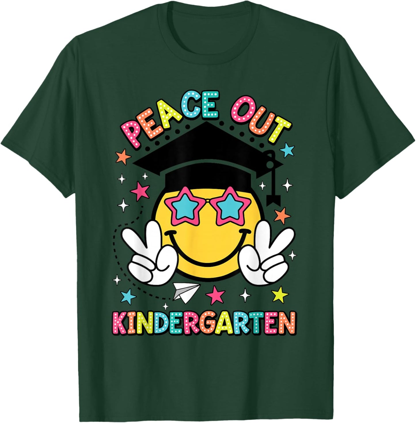 Peace Out Kindergarten Graduation Class Of 2024 Kid Boy Girl T-Shirt - T-Shirt | Forest