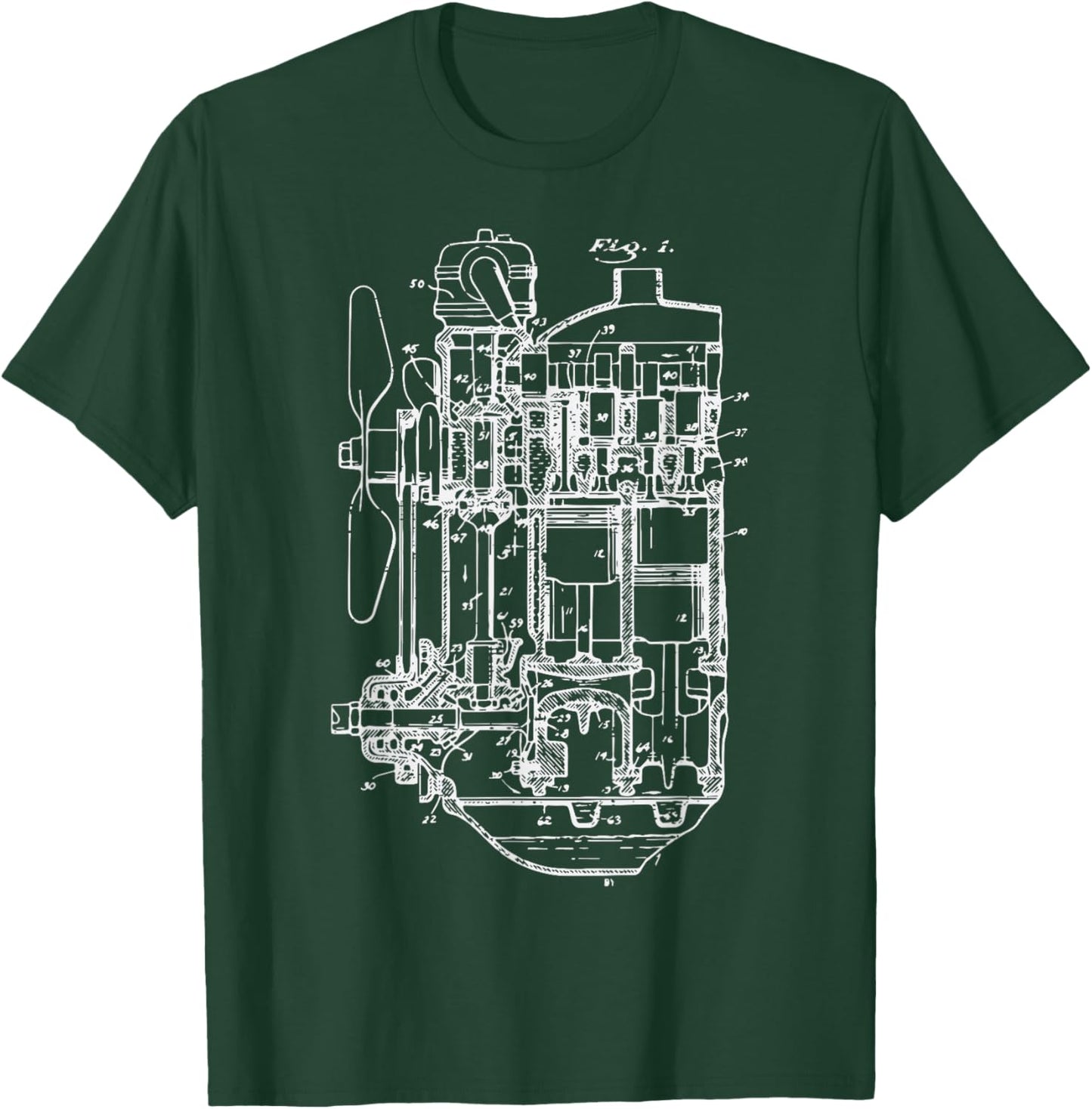 Car Engine Blueprint Car Auto Mechanic Garage Engineer Men T-Shirt - T-Shirt | Forest