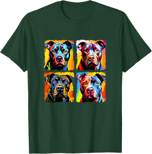 Staffordshire Bull Terrier Pop Art Colorful Drawing Staffie T-Shirt - T-Shirt | Forest