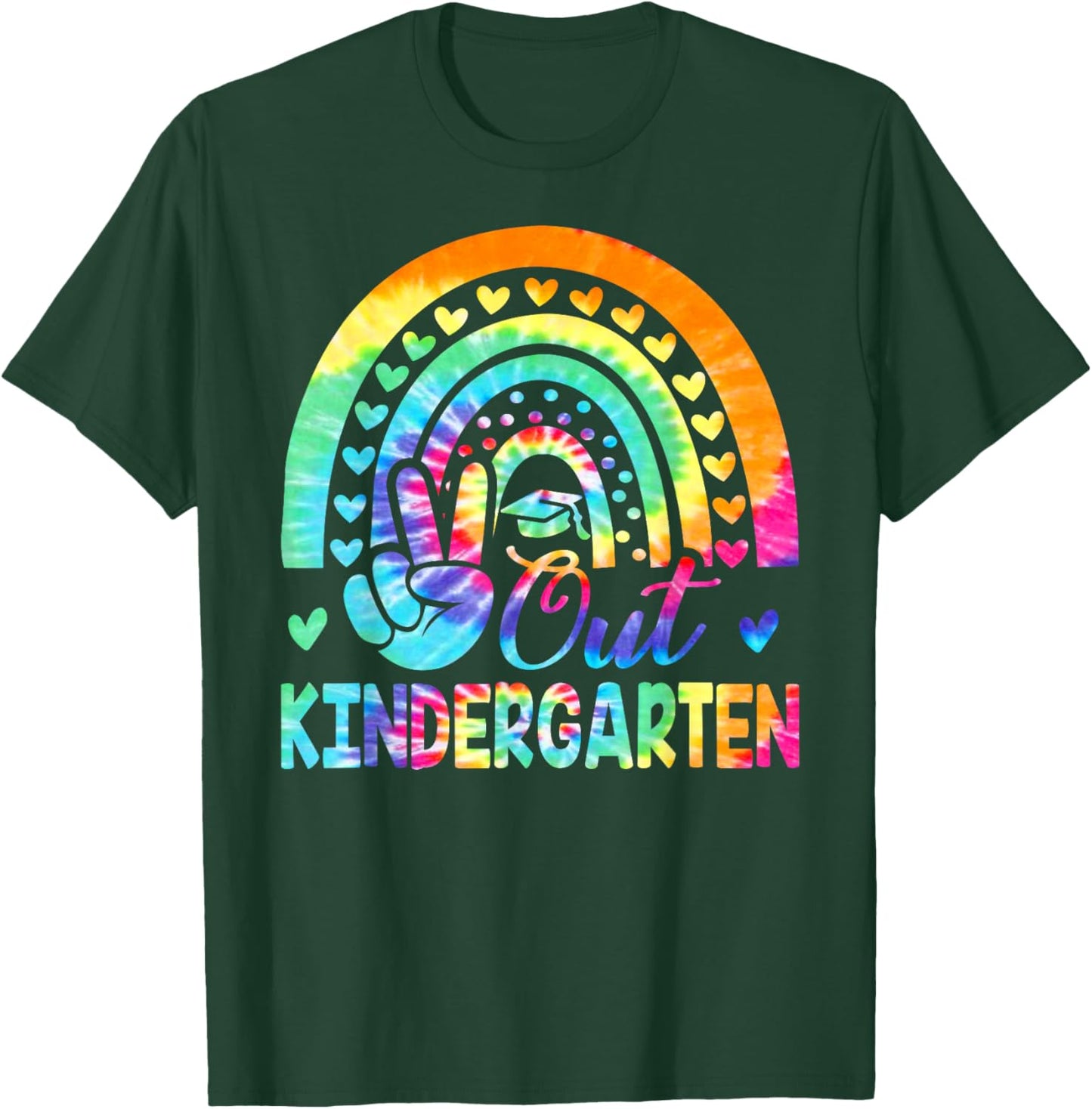 Cute Tie Dye Rainbow Peace Out Kindergarten Last Day T-Shirt - T-Shirt | Forest