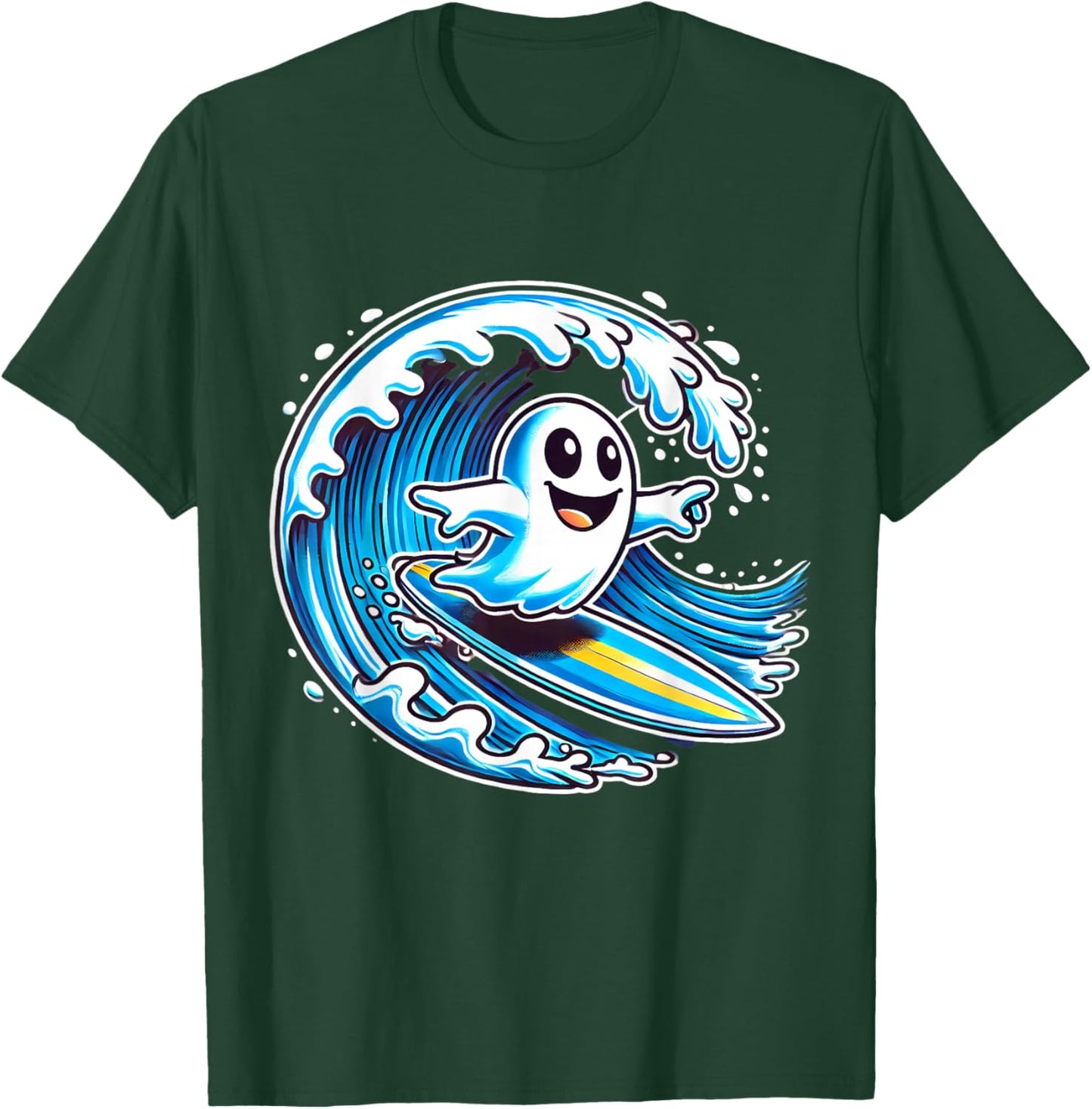 Ghost Surfing Surfer Halloween Men Women T-Shirt - T-Shirt | Forest