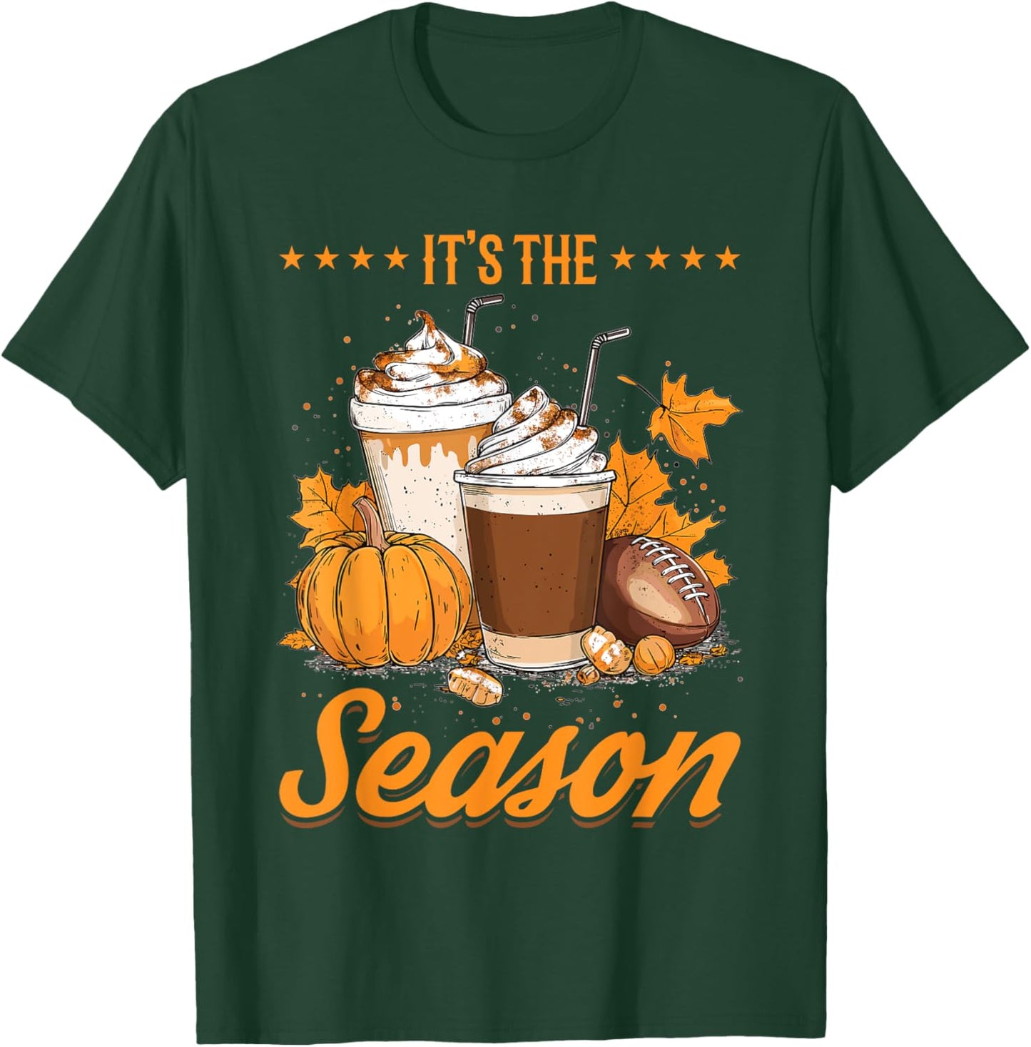 Pumpkin Spice Latte Fall Football Season It´s the Season T-Shirt - T-Shirt | Forest