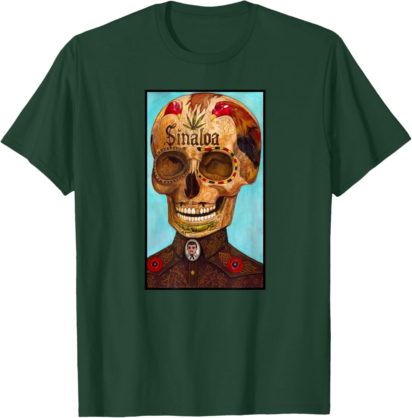 Jesus Malverde Calavera T-Shirt - T-Shirt | Forest