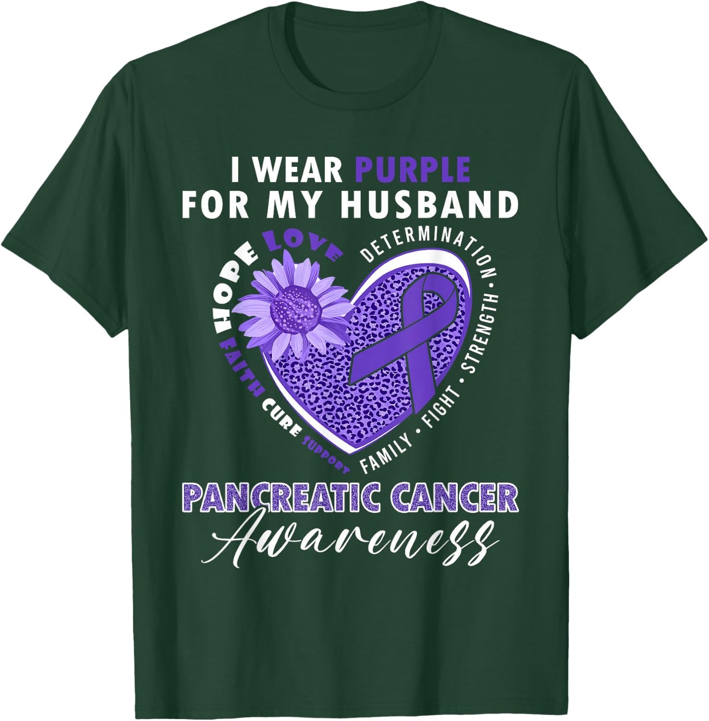 I Wear Purple For My Husband Pancreatic Cancer Awareness T-Shirt - T-Shirt | Forest