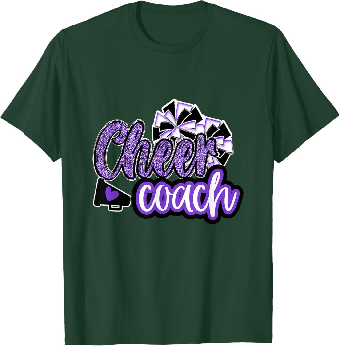 Cheer Coach Shirt, Megaphone Purple Leopard Cheetah Print T-Shirt - T-Shirt | Forest