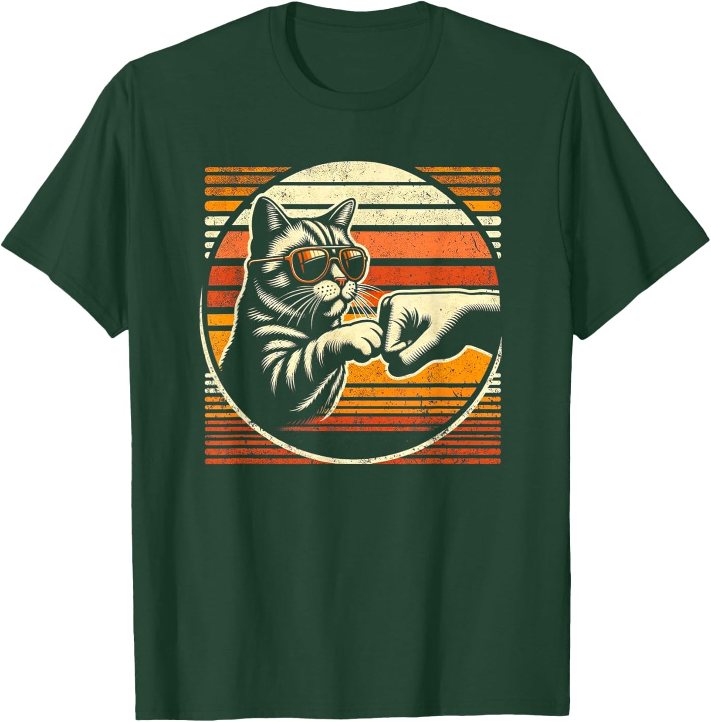 Vintage Cat Fist Bump And Best Cat Dad Ever Women Kids T-Shirt - T-Shirt | Forest