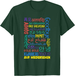 Multiple Languages For Everyone -Adults, -Kids Black Small Classic Fit Modern Multilingual Typography T-Shirt - T-Shirt | Forest