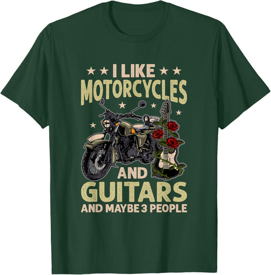 Motorcycles And Guitars Motorcycle Guitar Biker T-Shirt - T-Shirt | Forest
