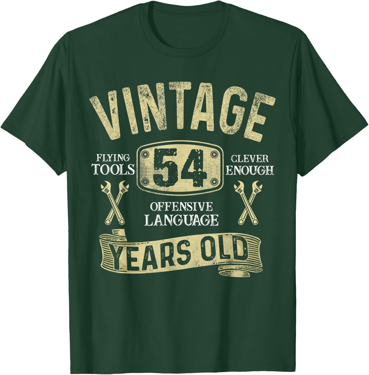 54th Birthday Vintage Mechanic Dad Men Turning 54 Years Old T-Shirt - T-Shirt | Forest
