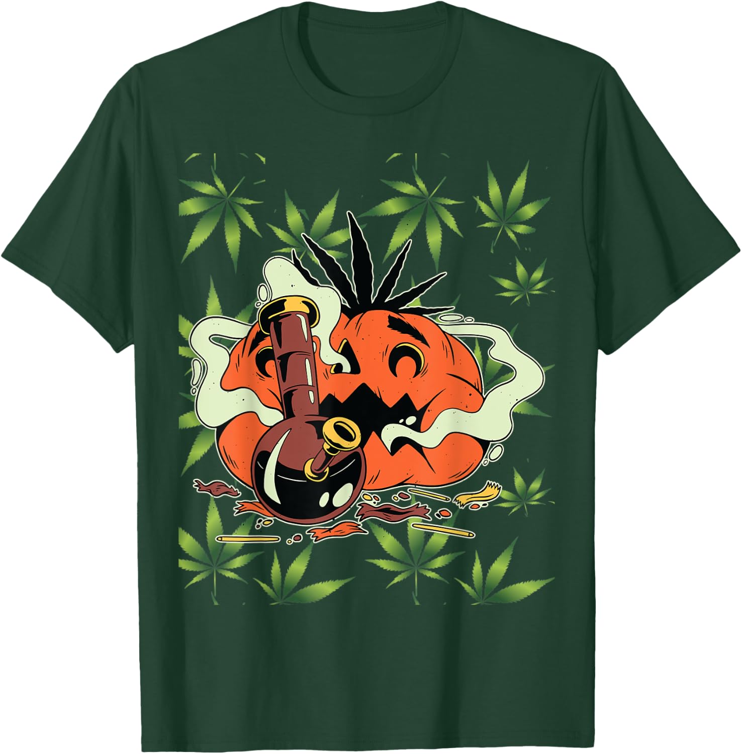 Halloween Marijuana Costumes Accessories Pumpkin Bong T-Shirt - T-Shirt | Forest