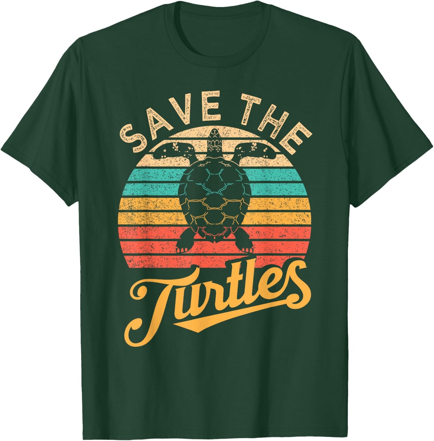 Save The Turtles Animal Rights Sea Turtle Retro Style Gift T-Shirt - T-Shirt | Forest