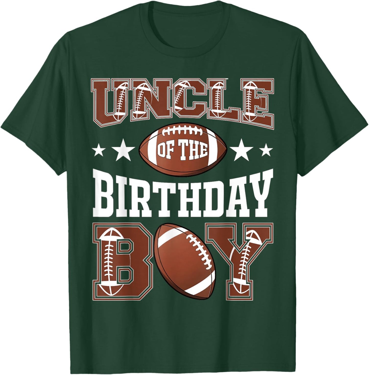 Uncle Of The Birthday Boy Football Game Day T-Shirt - T-Shirt | Forest