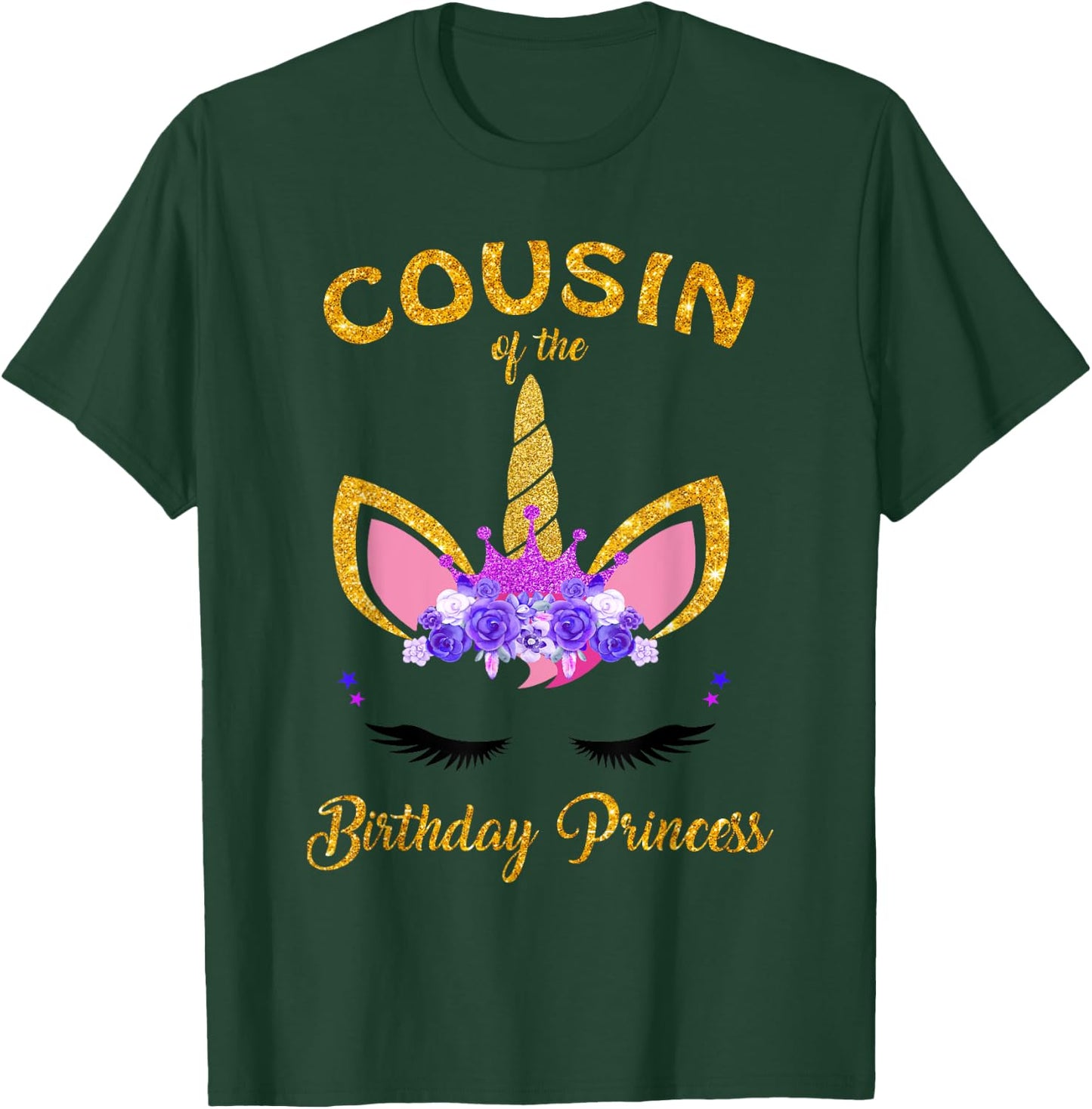 Cousin of the Birthday Princess Unicorn Girl Birthday Party T-Shirt - T-Shirt | Forest