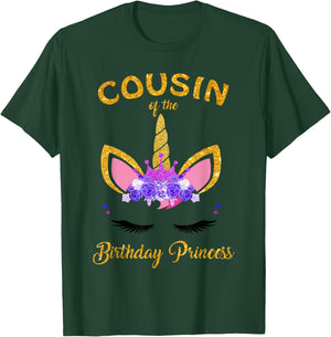Cousin of the Birthday Princess Unicorn Girl Birthday Party T-Shirt - T-Shirt | Forest