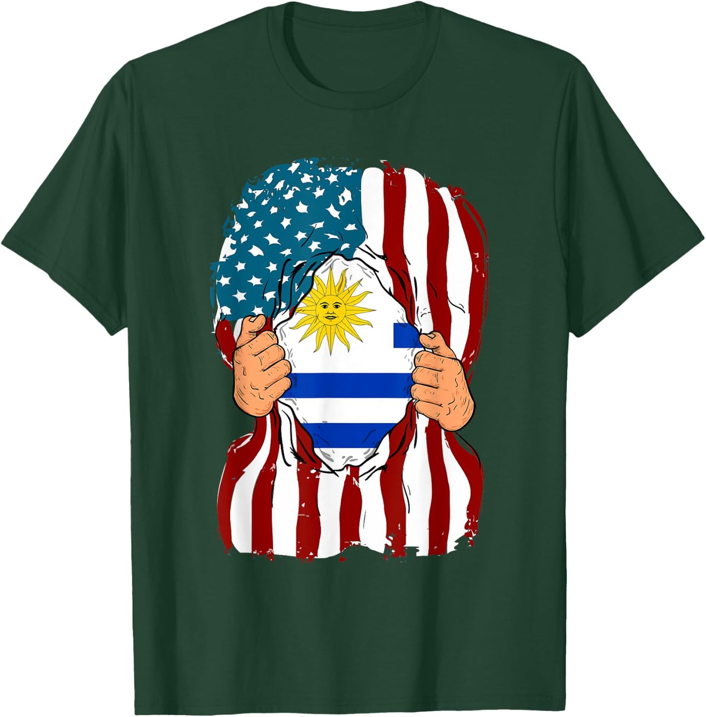 Uruguay Flag Inside Me Home Pride Uruguayan American Gift T-Shirt - T-Shirt | Forest