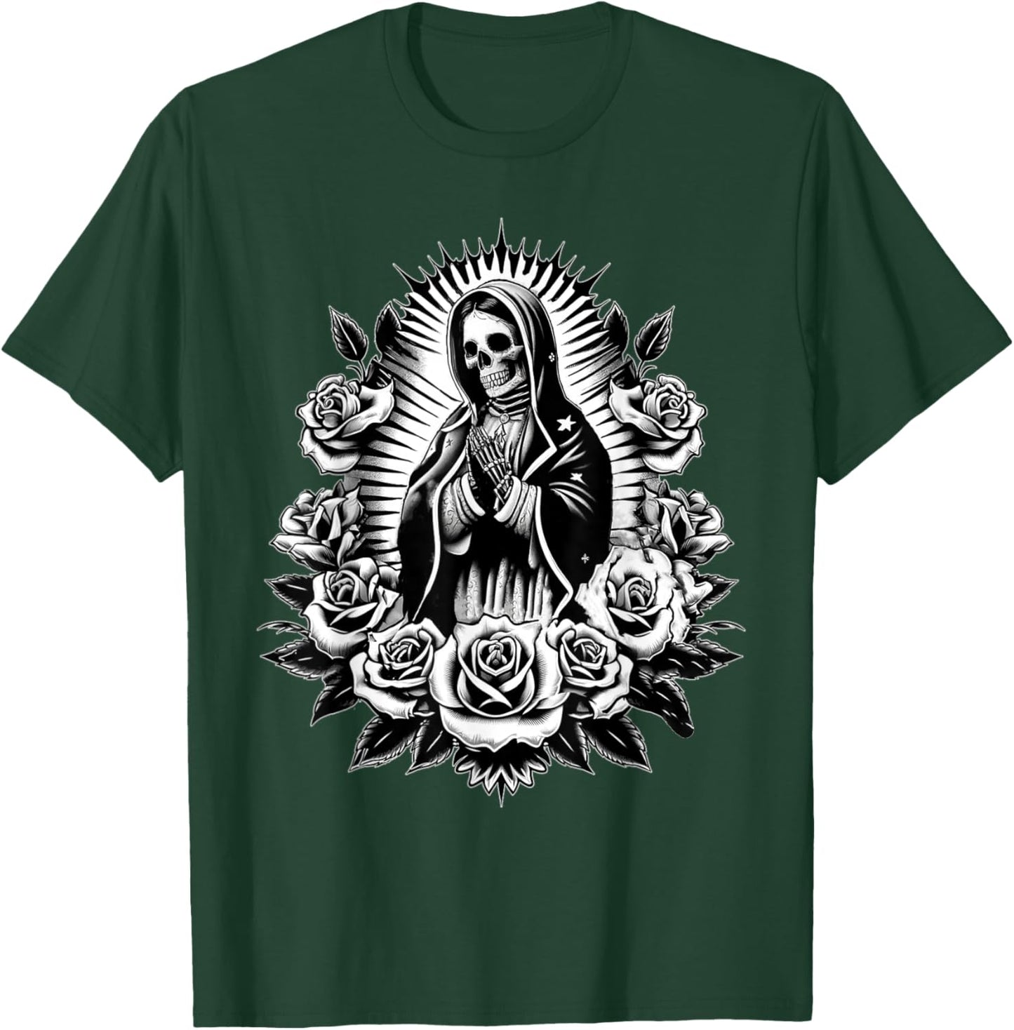 Santa Muerte Mexican Floral Saint Death T-Shirt - T-Shirt | Forest