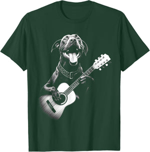 American Pitbull Playing Guitar - Funny Guitar Dog Men Women Kids T-Shirt - T-Shirt | Forest