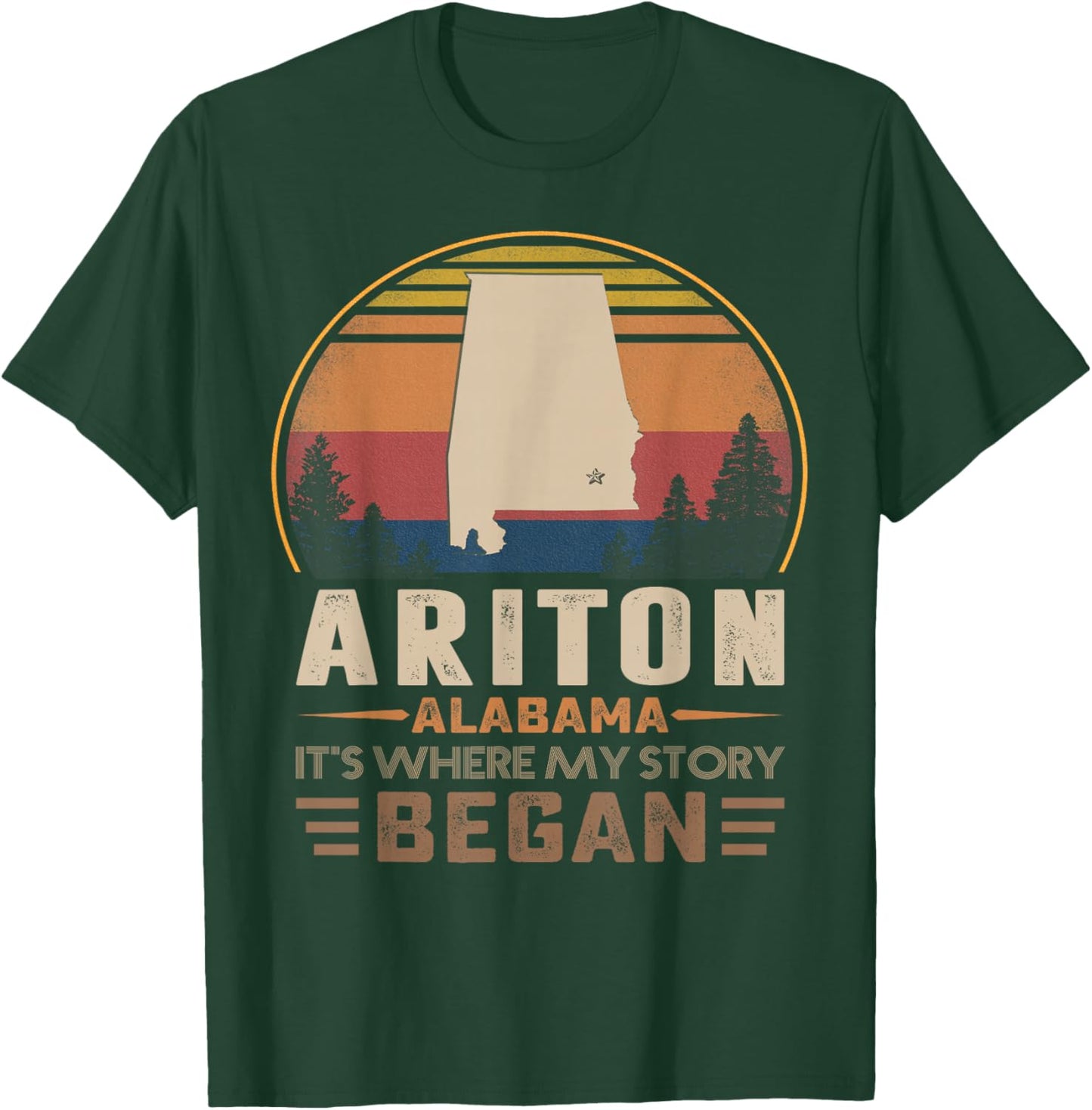 Vintage Ariton Alabama Homtown My Story Began T-Shirt - T-Shirt | Forest