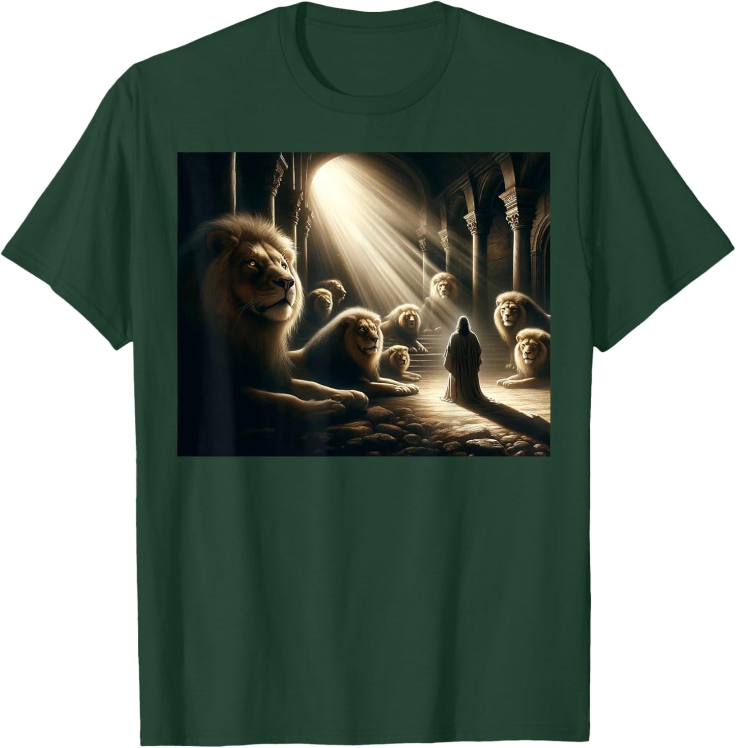 Daniel in the Lion’s Den Christian Faith-Based Apparel T-Shirt - T-Shirt | Forest