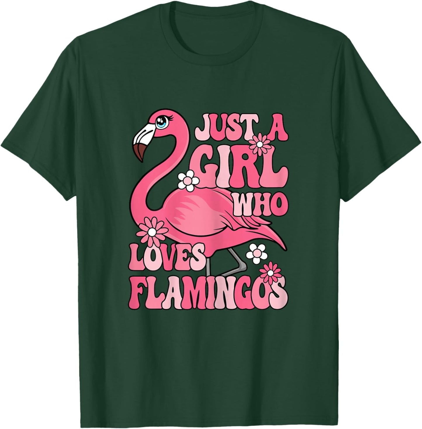 Just A Girl Who Loves Flamingos Groovy Flamingo Lover Girls T-Shirt - T-Shirt | Forest