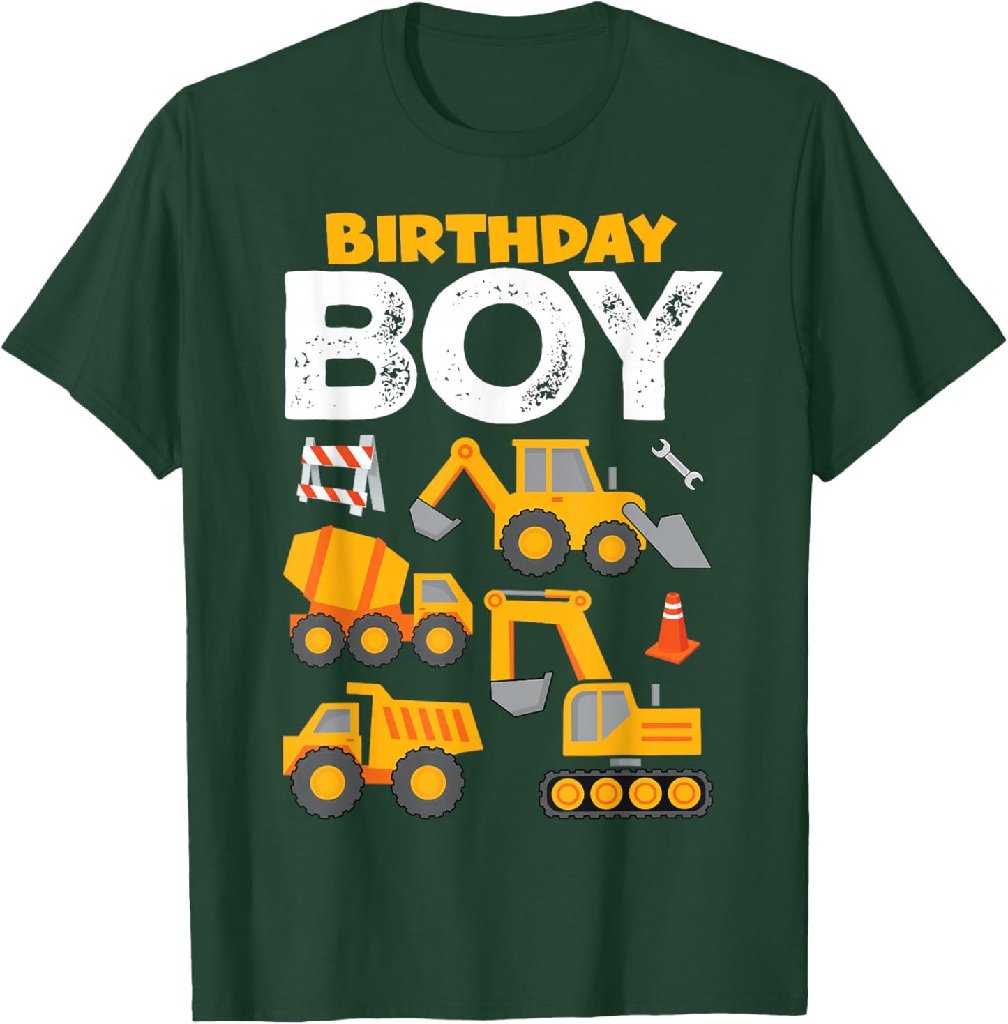 Kids Birthday Boy Construction Birthday Shirt Party Supplies T-Shirt - T-Shirt | Forest