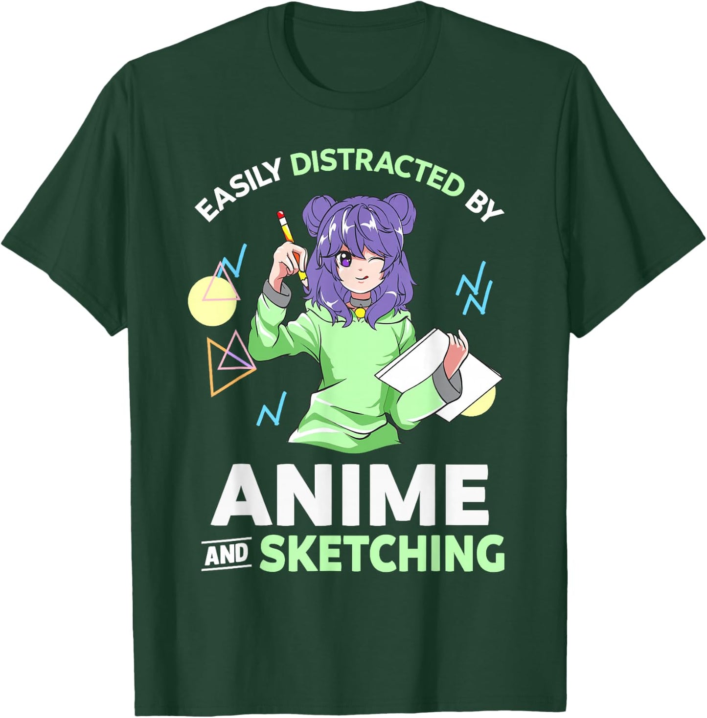 Easily Distracted By Anime and Sketching Anime T-Shirt - T-Shirt | Forest
