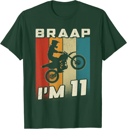 Braap I'm 11 Dirt Bike 11 MX 11th Birthday Motocross T-Shirt - T-Shirt | Forest