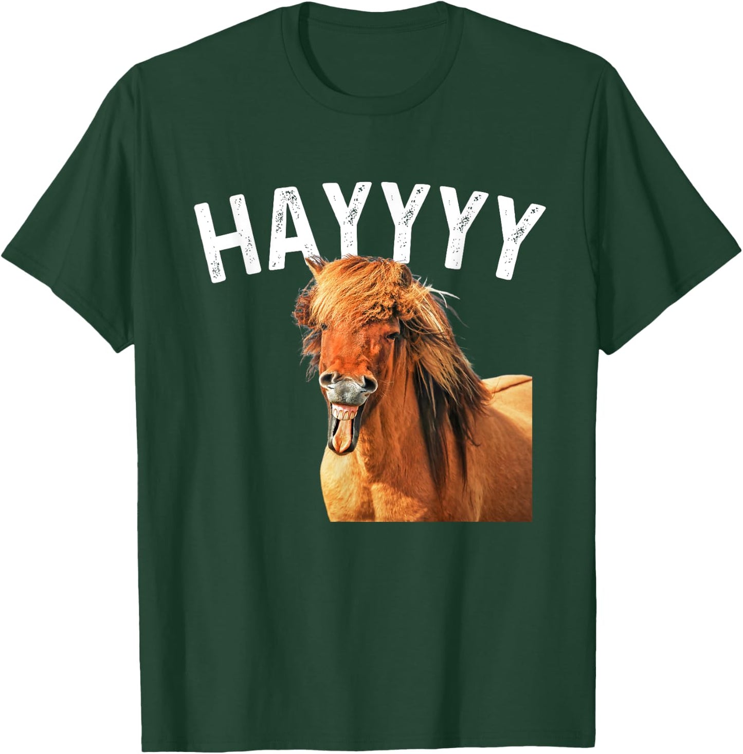 Hayyyy Funny Horse Graphic Women Kids T-Shirt - T-Shirt | Forest
