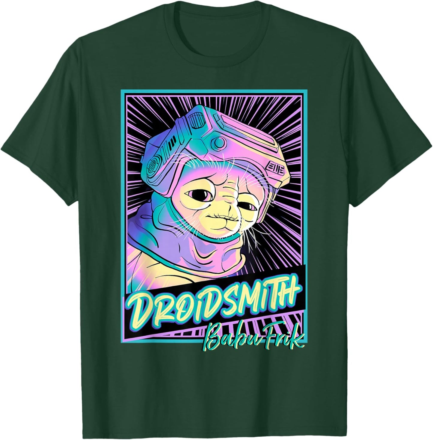 Star Wars: The Rise Of Skywalker Babu Frik Neon Poster T-Shirt - T-Shirt | Forest