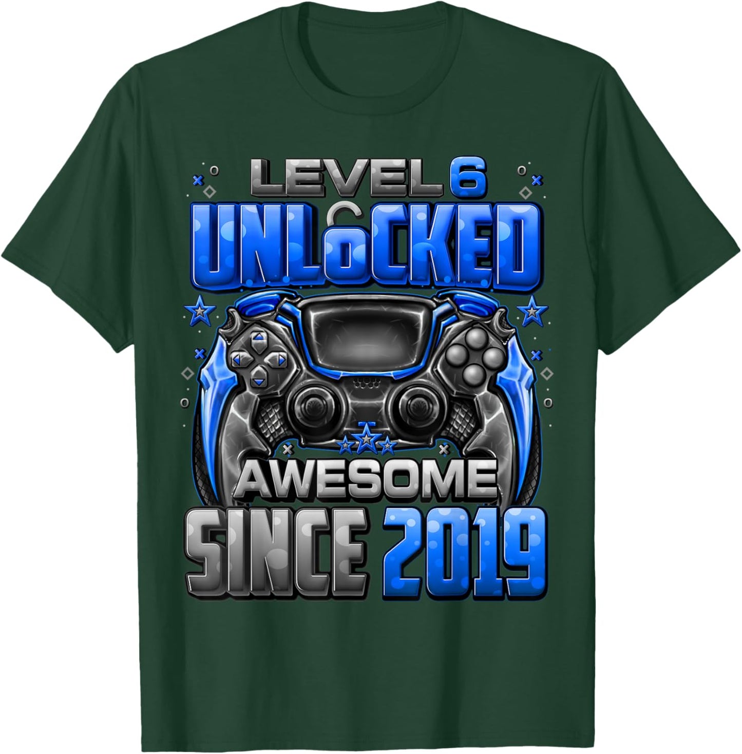Level 6 Unlocked Awesome Since 2019 6th Birthday Gaming T-Shirt - T-Shirt | Forest