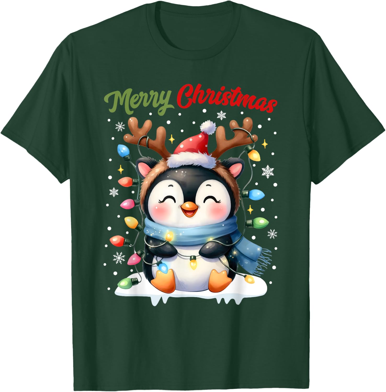 Christmas Pajamas Men Women Kids Christmas Outfit Penguin T-Shirt - T-Shirt | Forest