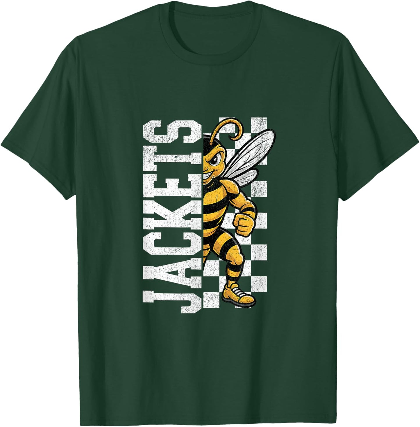 Fierce Yellow Jacket Half Mascot Design T-Shirt - T-Shirt | Forest
