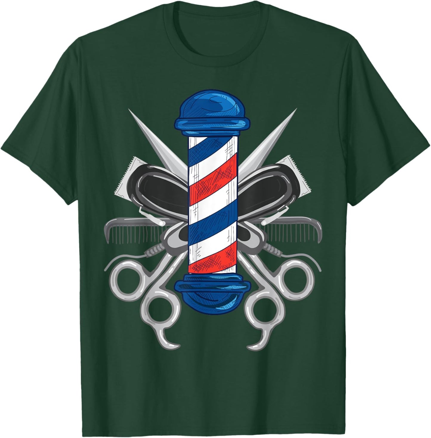 Barber Design Women Barber Pole Hairdresser Barber T-Shirt - T-Shirt | Forest