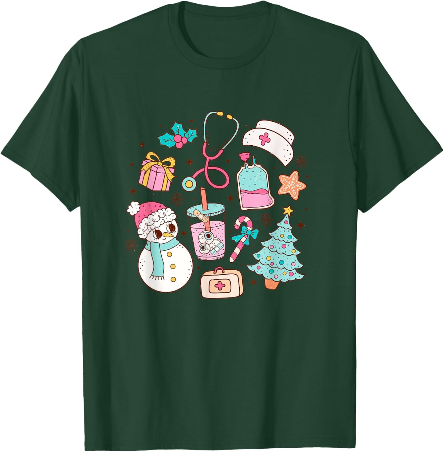 Cute Matching Christmas Nurse Medical T-Shirt - T-Shirt | Forest