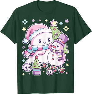 Christmas Ghost Lil Boo Xmas Girls Kids Toddler Pastel T-Shirt - T-Shirt | Forest