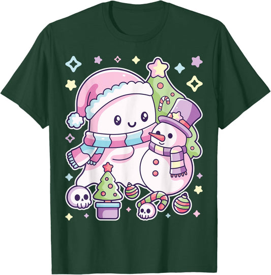 Christmas Ghost Lil Boo Xmas Girls Kids Toddler Pastel T-Shirt - T-Shirt | Forest