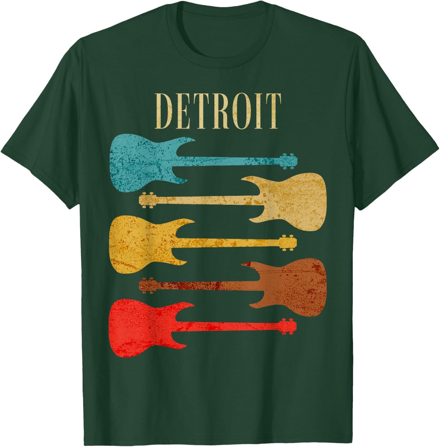 Detroit Concert Rock Music Festival Guitars Michigan T-Shirt - T-Shirt | Forest