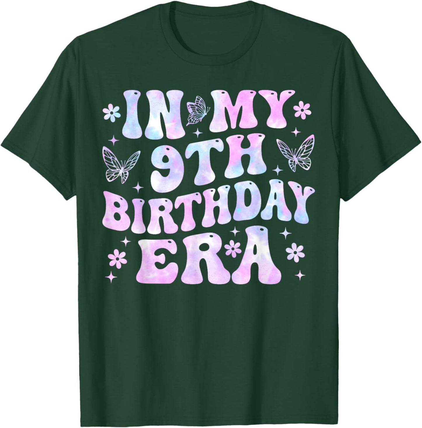 Groovy In My 9th Birthday Era Nine 9 years Old Birthday T-Shirt - T-Shirt | Forest
