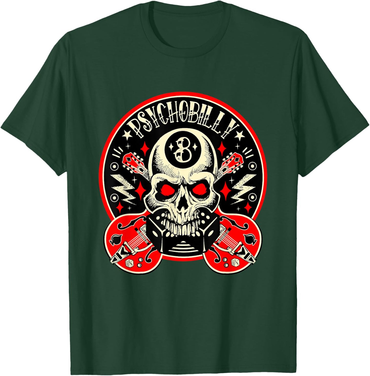 Rockabilly Skull Clothing Psychobilly Vintage Rocker Biker T-Shirt - T-Shirt | Forest
