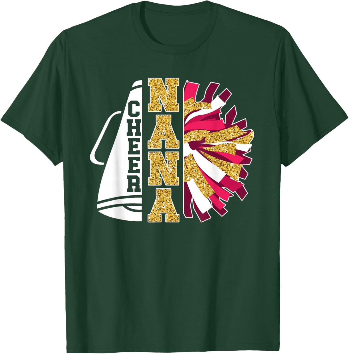 Cute Cheer Nana Of A Cheerleader Nana Grandma T-Shirt - T-Shirt | Forest