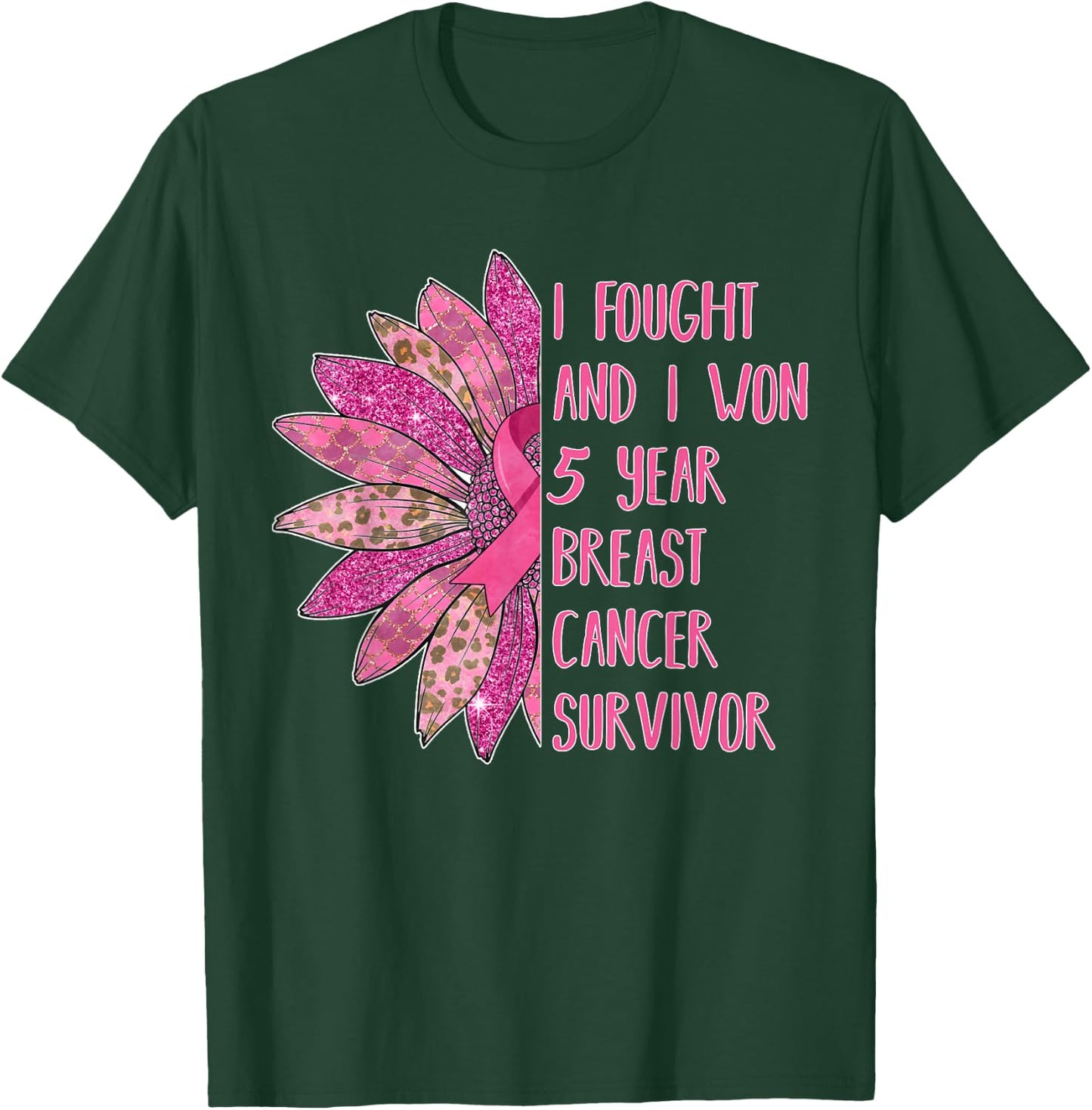 5 Years Breast Cancer Free Survivor T-Shirt - T-Shirt | Forest
