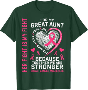 Pink Great Aunt Breast Cancer Awareness Family Fight Support T-Shirt - T-Shirt | Forest