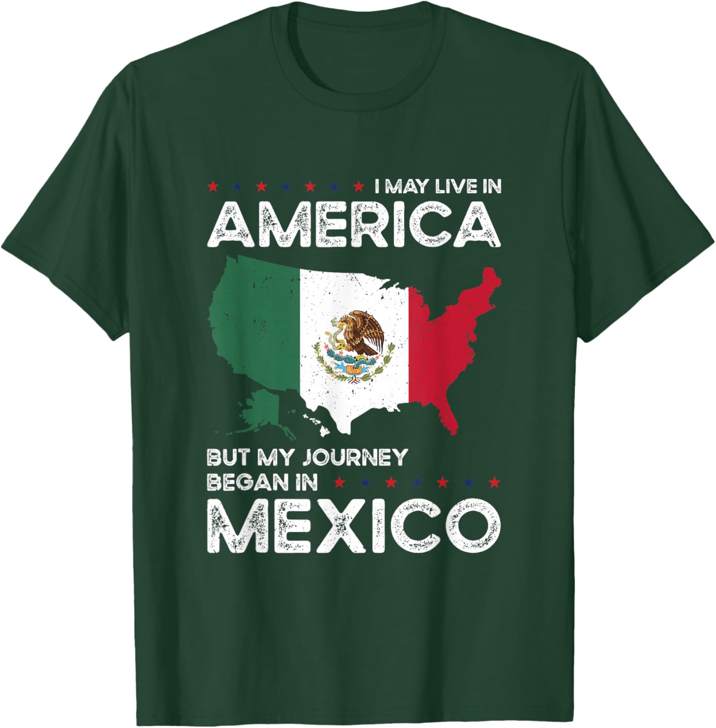 Mexican American Patriot USA Grown Mexico US Flag T-Shirt - T-Shirt | Forest