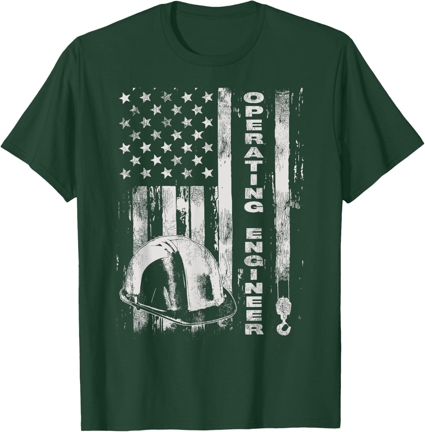 Vintage Operating Engineer American Flag T-Shirt - T-Shirt | Forest